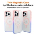 thumbnail image 3 of Magnetic Case for iPhone 12 Pro / iPhone 12 6.1", Compatible with MagSafe Wireless Charging, Gradient Frame Anti-Scratch Skin-Feel Shockproof Protective Slim Phone Case Cover, Pink/Purple, 3 of 7