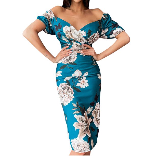 Boutique floral split sleeve wrap outlet dress