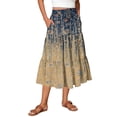 thumbnail image 3 of Women's Floral Maxi Skirt, Drawstring High Waist Tiered Pleated Skirt, Lightweight Flowy Boho Skirt for Summer, Vacation and Beach,Khaki,S, 3 of 7