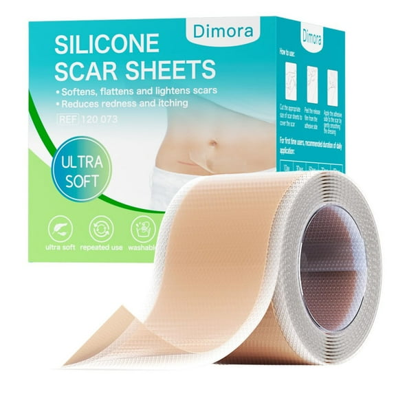 Dimora Silicone Scar Sheets, Waterproof Medical Silicone Scar Tape, Ultra-thin Scar Removal Treatment for Surgical Scars, C Section, Tummy Tuck, Keloid Treatment, 1.6”x60" Roll