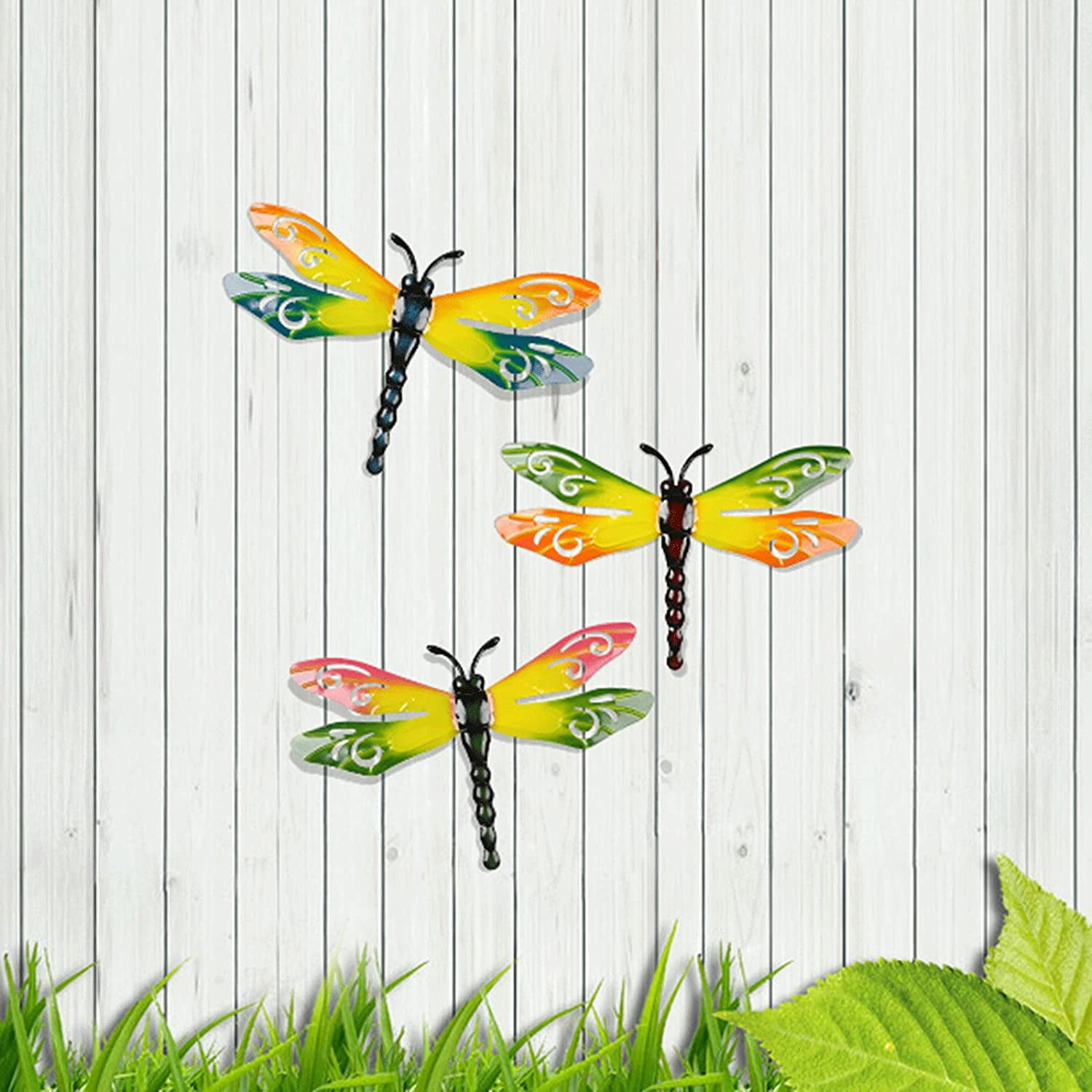 Metal Dragonfly Wall Decor Outdoor Garden Fence Art,Hanging Decorations for 