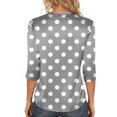 thumbnail image 7 of Women’s Polka Dot Print Satin Blouse Crew Neck Half Sleeve Relaxed Fit Top for Casual Daily Wear Gray M, 7 of 7