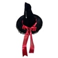 thumbnail image 2 of Halloween Witch Hat Women, Gothic Velvet with Wide Brim and Bow, Halloween Costume Hat for Women Red, 2 of 3
