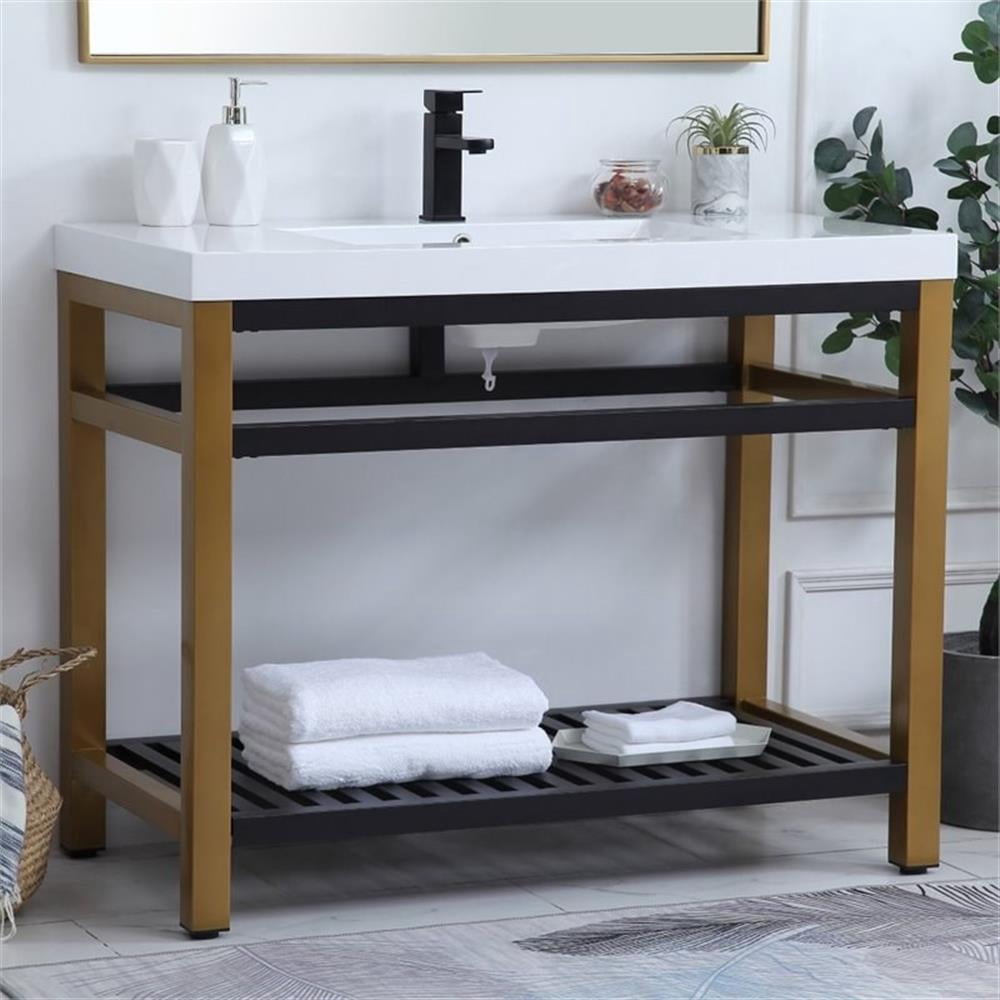Elegant Kitchen and Bath 42 inch Single Bathroom Metal Vanity in Golden Black