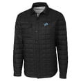 thumbnail image 2 of Men's Cutter & Buck  Black Detroit Lions  Rainier PrimaLoft Eco Insulated Quilted Full-Snap Shacket, 2 of 3
