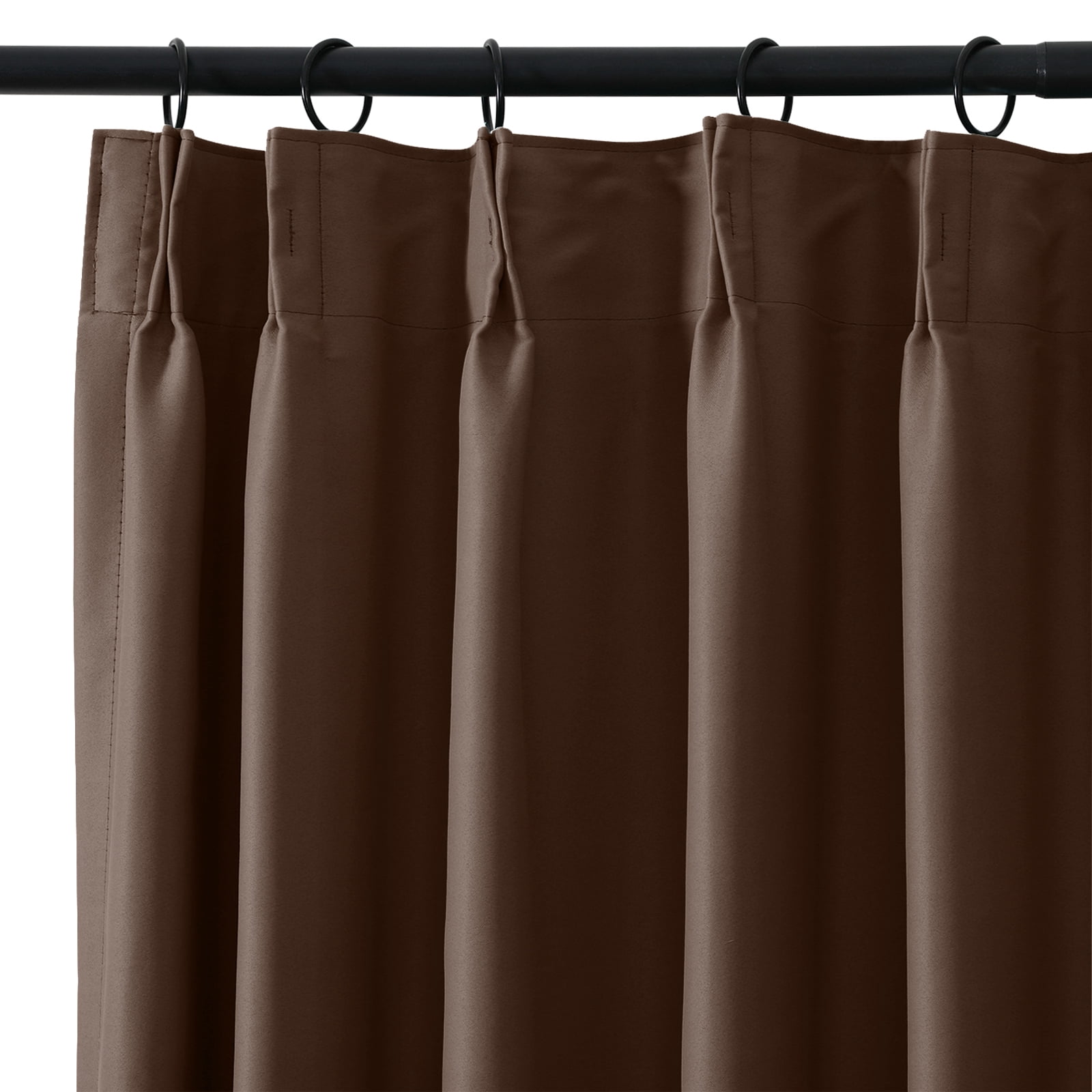 TWOPAGES Pinch Pleated Drape Blackout Light Blocking Curtain for Bedroom, 1 Panel, 52"x84", Chocolate