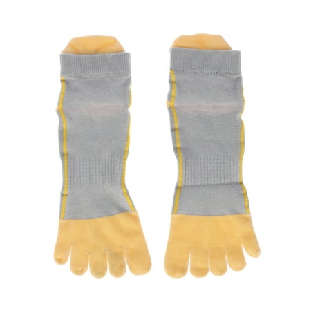 

Mesh Sports Running Five Finger Toe Socks Cotton Toe Socks Breathable Cotton Tube Toe Socks(Gray Yellow)
