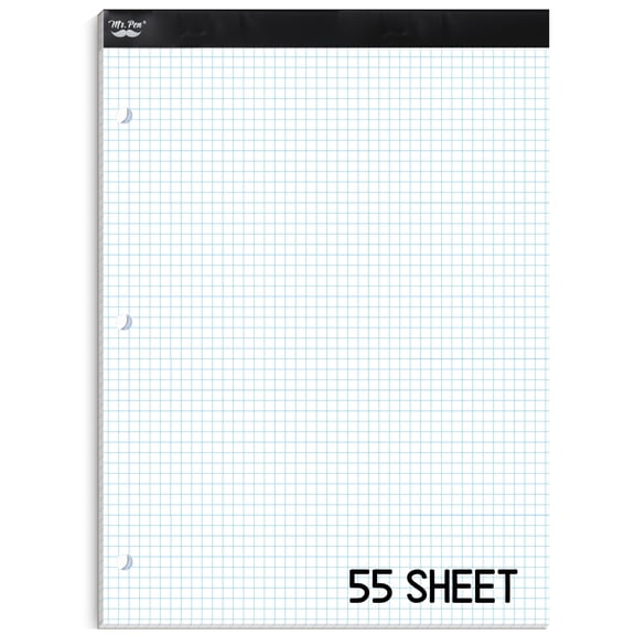 Engineering Graph Paper Pad, 5x5 Grid, 55 Sheets, 11"x8.5" Quadrille Paper, Ideal for Technical Drawing, Notes, White