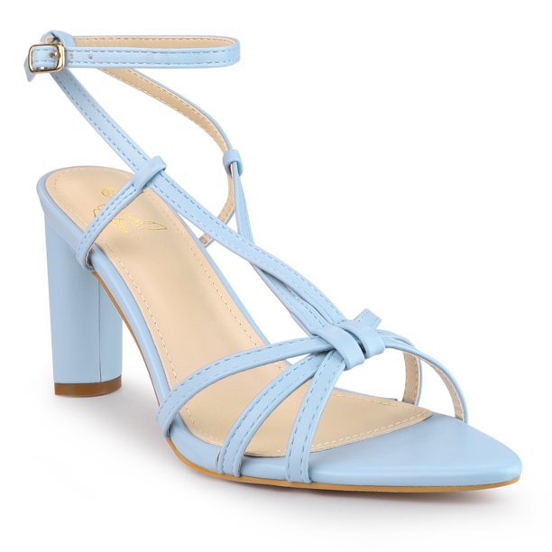 Sandalias de tacones gruesos con punta abierta para mujer Perphy Azul cielo EE. UU. 9