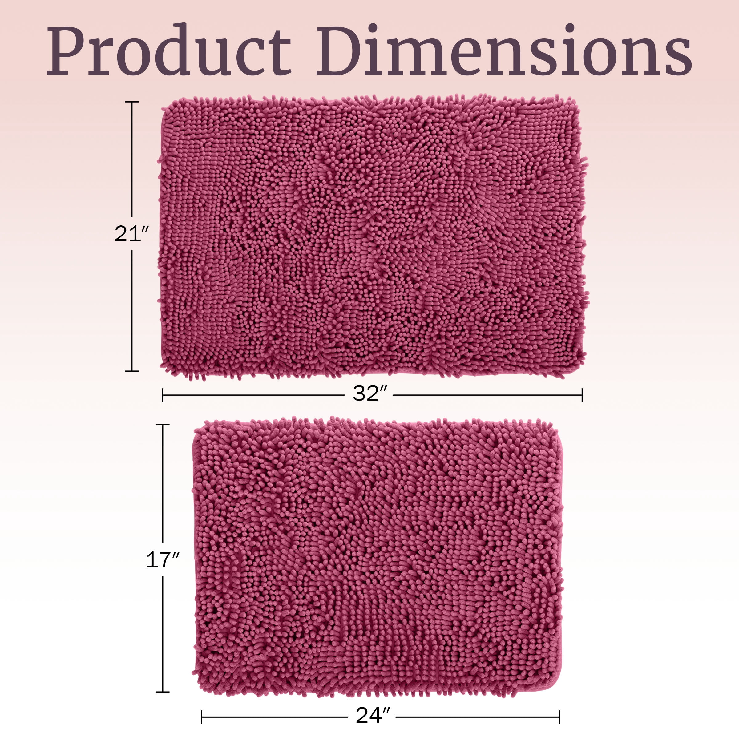 Lavish Home 2-Piece Memory Foam Bath Mat Set with Non-Slip Base (Pink)