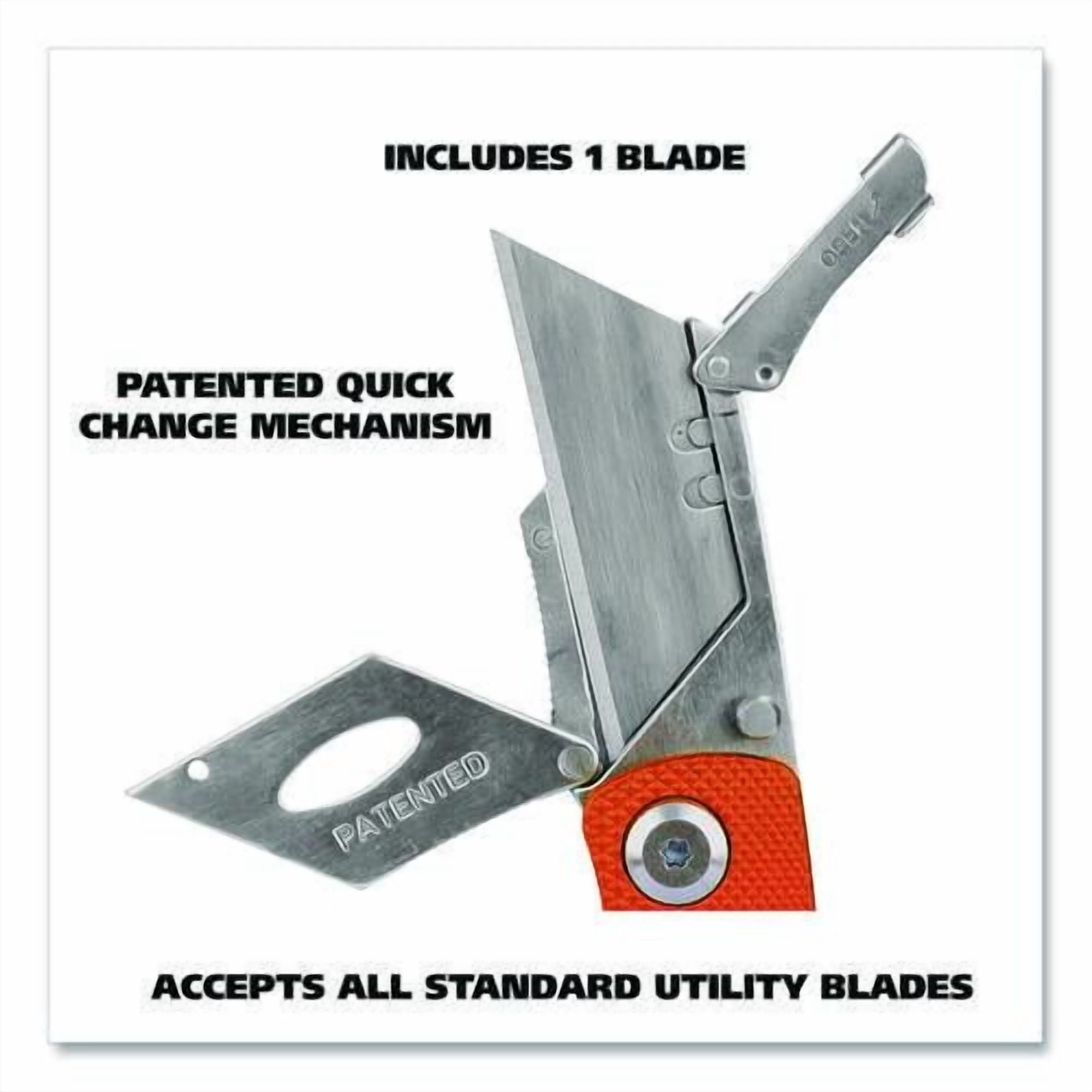 Quick Change Lock Back Utility Knife, 3.5" Aluminum Handle, Orange | Bundle of 2