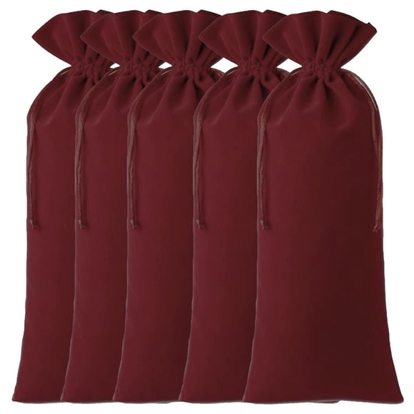 Bolsa de Terciopelo para Vino LongPouchCame 5Pzas Vino 15x35cm Terciopelo Bolsa de Botella. VentDepot MXNGP-005