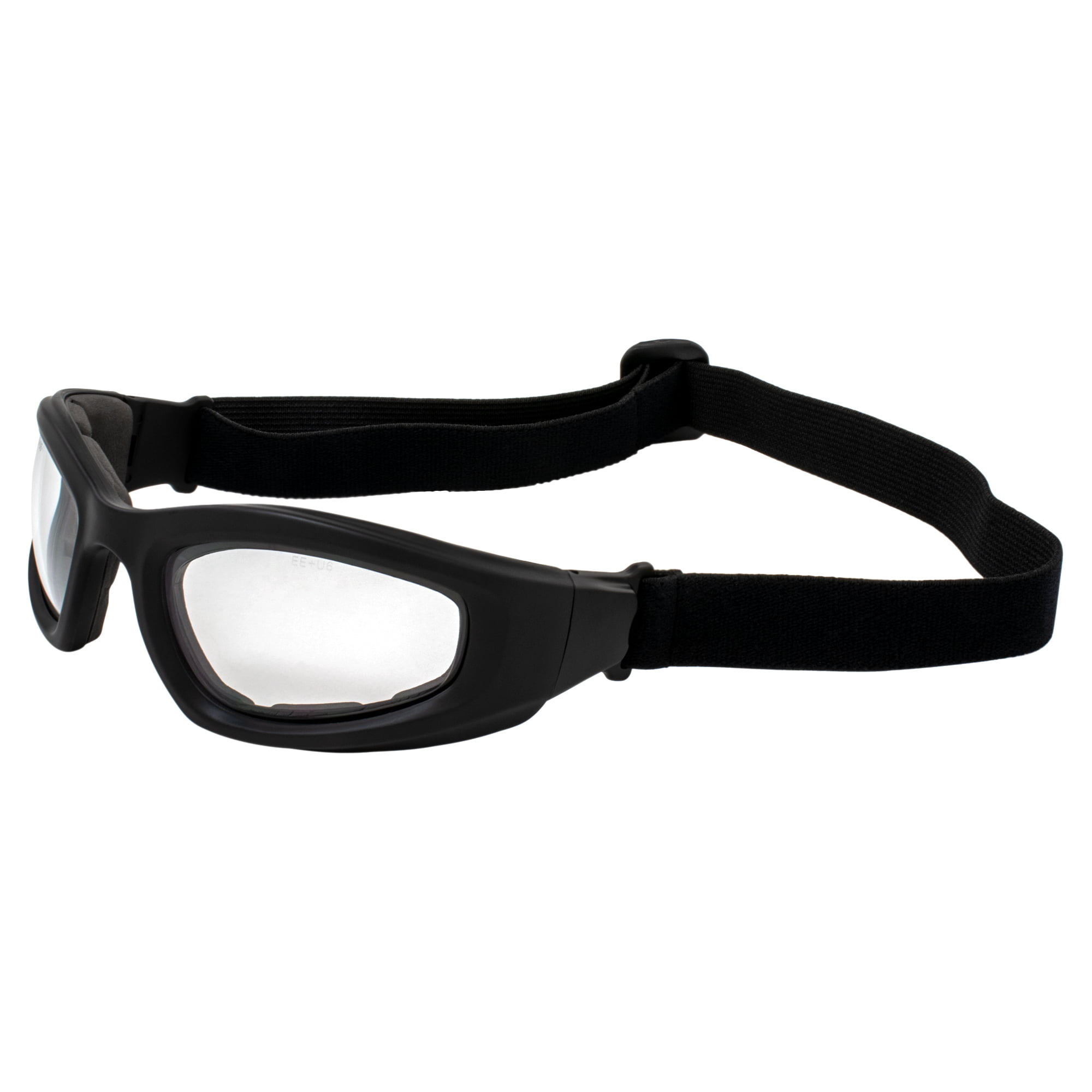 EPOCH Eyewear Folding Motorcycle Goggles Black Frame Clear Lens Adjustable Strap 