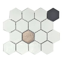 Lugo 12.1" x 10.43" Lava Stone Mosaic Floor and Wall Tile in White (Pack of 9)