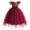 thumbnail image 1 of DPTALR Robe Longue de Fête d'Anniversaire pour Filles Tout-Petits en Tulle à Sequins avec Nœud et Volants, 1 of 7