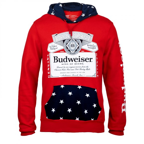 Budweiser Étiquette de Bouteille et Étoiles Patriotiques Chandail à Capuchon-Petit