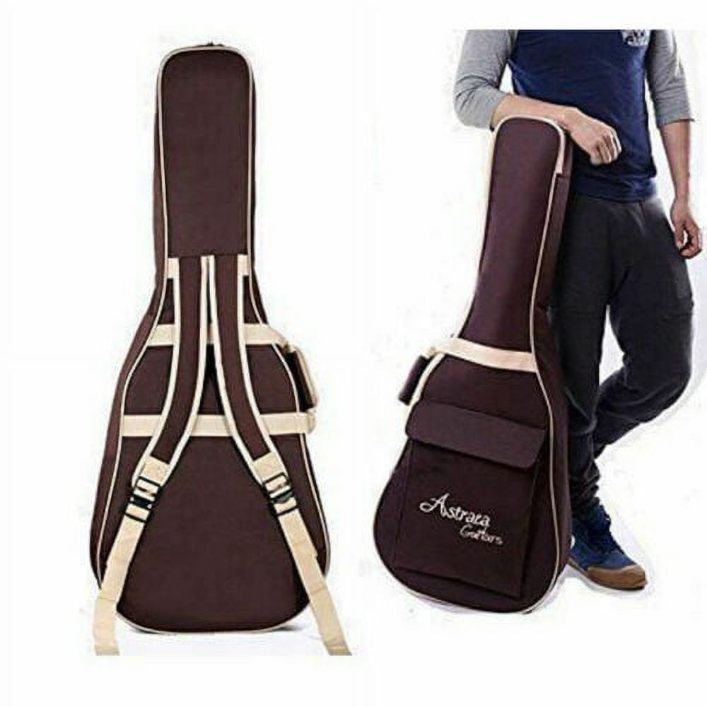 SHANNA 40 41 Inch Acoustic Guitar Bag Waterproof Thicken Padded Bag Advanced Guitar Case with Double Strap and Outer Pockets (Brown)