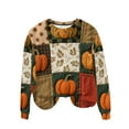thumbnail image 2 of Inverlee Thanksgiving Sweatshirts for Women Plus Size Turkey Pumpkin Print Sweatshirt Comfy Long Sleeve Stretch Shirts Crewneck Holiday Pullover Tops, 2 of 9
