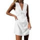 thumbnail image 1 of Vestido sin mangas de lino con cuello en V para mujer - Falda chaleco ajustada de color liso para verano, mezcla de poliéster - Tallas S-XXL para vacaciones/uso diario, 1 of 4