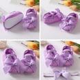 thumbnail image 2 of Newborn Baby Girl Bowknot Princess Floral Shoes Toddler Walking Shoes + Headband, 2 of 5