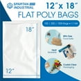 thumbnail image 2 of Spartan Industrial - 12” X 18” (100 Count) 1.1 Mil Flat Open End Clear Plastic Poly Bags - for Proofing Bread Dough, Packaging Clothes, Shirts (Thin & Lightweight - Bags DO NOT Have Seal), 2 of 7