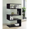 thumbnail image 2 of Emelle 63-inch 4-shelf Glass Panel Bookshelf Black, 2 of 9