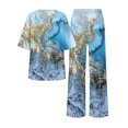 thumbnail image 5 of Aqestyerly Hauts d'Été Tendance Femmes Décontracté Imprimé Col Rond Manches Courtes et Pantalons Longs Ensemble, 5 of 5