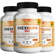 Orexiburn Max Extra Strength Weight Management Supplement, 60 Capsules, with Raspberry Ketones, Green Tea, L-Carnitine, 3-Pack