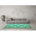 thumbnail image 3 of Ahgly Company Machine Washable Indoor Rectangle Oriental Turquoise Blue Traditional Area Rugs, 4' x 6', 3 of 4