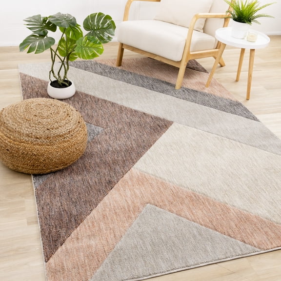 Rug Branch Contemporary Geometric, Stripes, Tonal/Solid Pink Indoor Area Rug - 5' x 8'