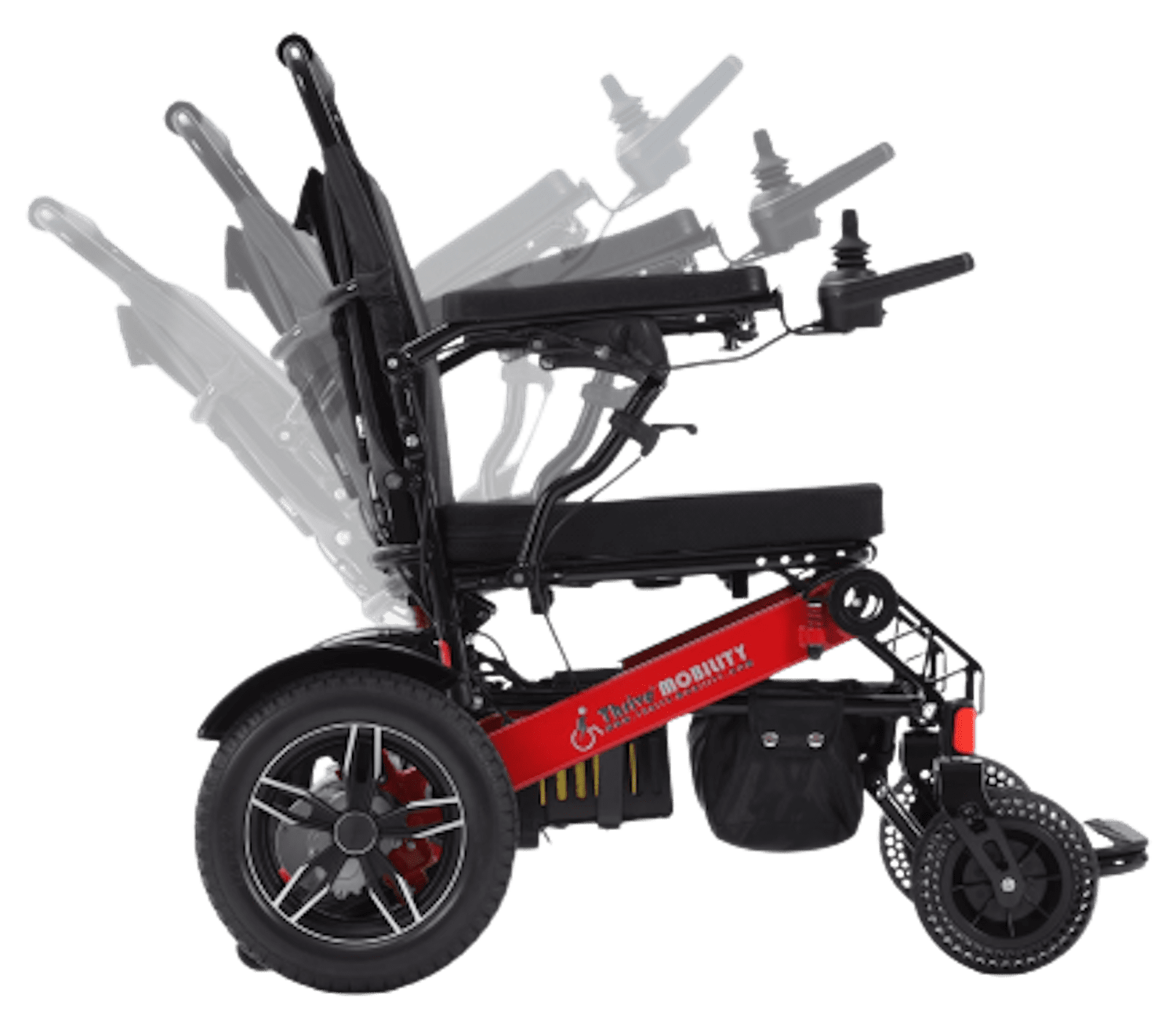 Thrive Mobility Lightweight Reclining Power Wheel Chair with LED, Red