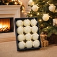 thumbnail image 6 of 12 Pcs Flocked Bow Christmas Ball Ornaments 2.36 in Cream Velvet Tree Hanging Bulbs Decorative Set for Holiday Party Decor, 6 of 7
