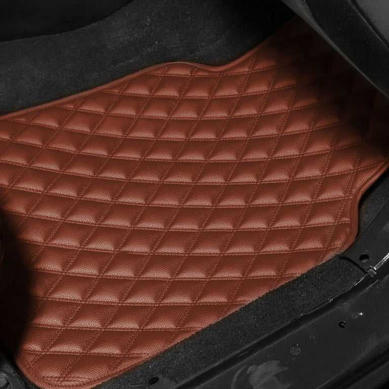 FH Group Universal Faux Leather Car Floor Mats Diamond Pattern