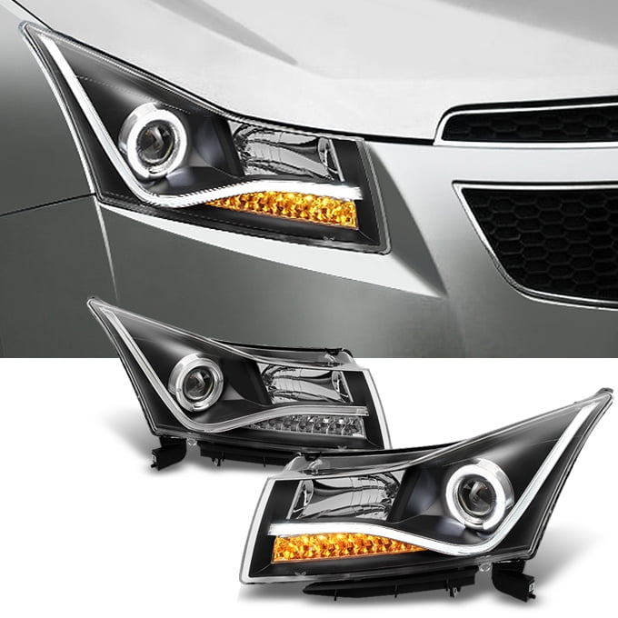 Fit Black 20112014 Chevy Cruze LED Light Tube Projector Headlights w/Led Signal