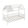 thumbnail image 5 of [Luckynote]Twin Size Wood House Bed with Fence,White, 5 of 13