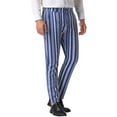 thumbnail image 4 of INSPIRE CHIC Irregular Pattern Pants for Men's Flat Front Prom Color Block Stripe Pants 34 Navy Blue, 4 of 6