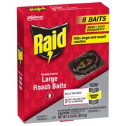 Raid Double Control Roach Bait, Kills Cockroaches and Bugs, 8 Large Bait Stations