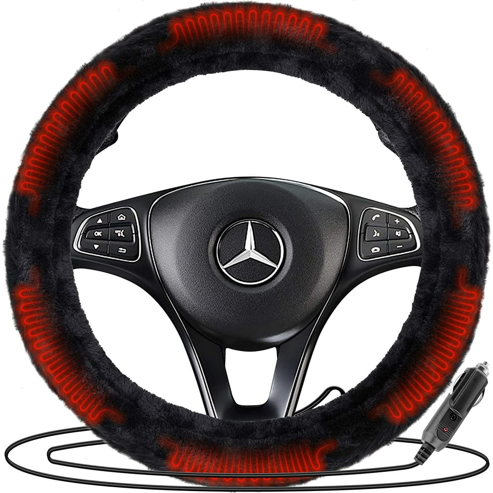 Zone Tech Classic Car Steering Wheel 12V Plush Heated Cover Classic