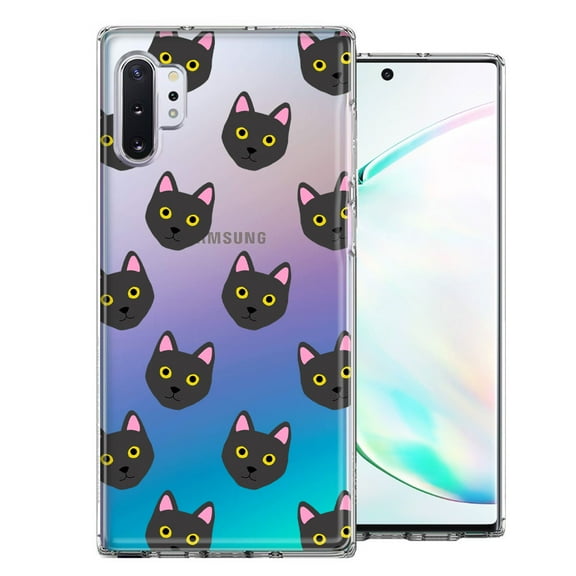 MUNDAZE For Samsung Galaxy Note 10 Plus Black Cat Polkadots Design Double Layer Phone Case Cover