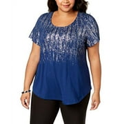 JM Collection Plus Size Ombré Metallic Top (Pompador, 2X)