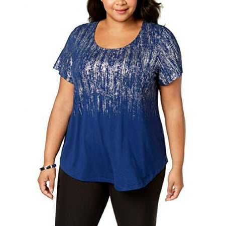 JM Collection Plus Size Ombré Metallic Top (Pompador, 2X)