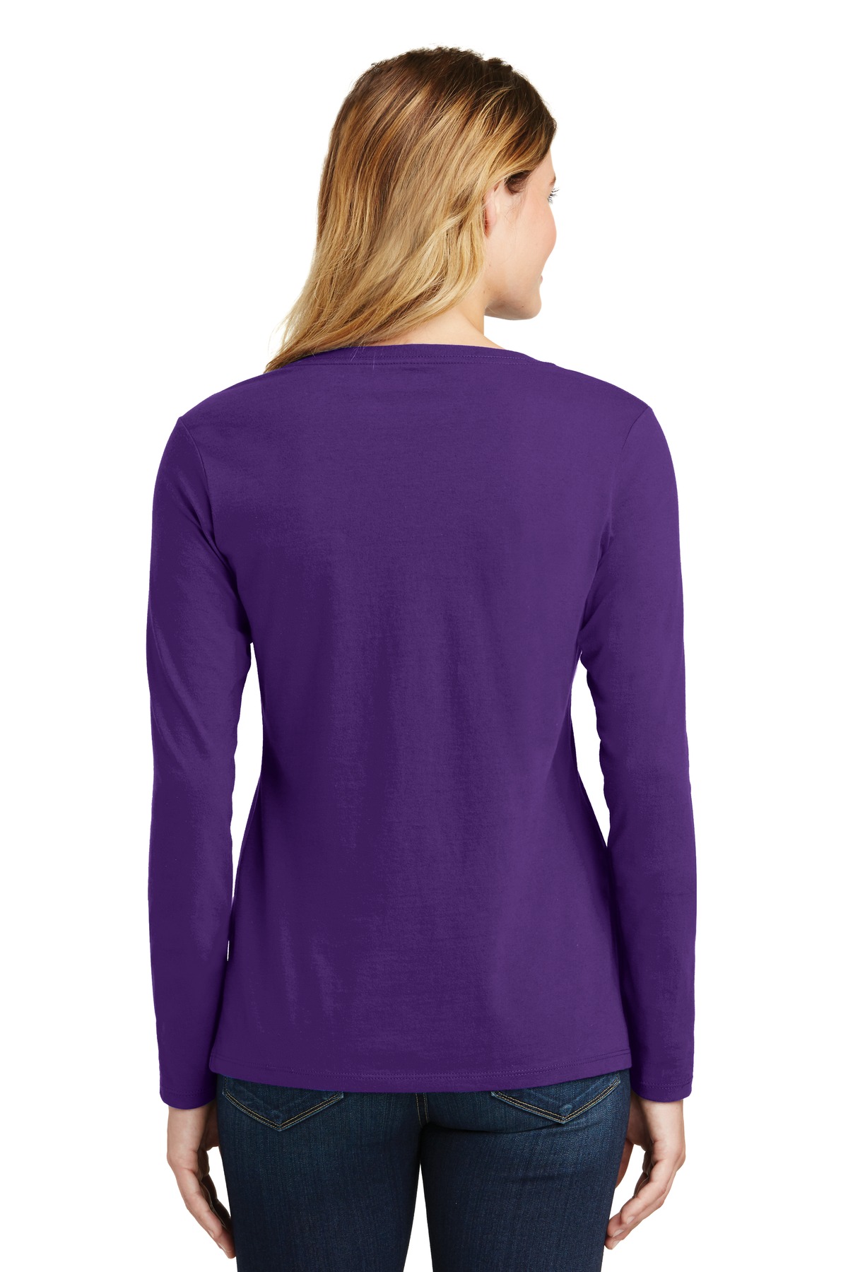 Port & Company Ladies Long Sleeve Fan Favorite V Neck Tee-4XL (Team Purple) - image 2 of 6
