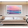 thumbnail image 2 of Window View of Hermosa Beach Canvs Art Fake Open Window Wall Art Hermosa Beach Framed Painting For Livingroom Office Bedroom Ready to Hang, 2 of 6