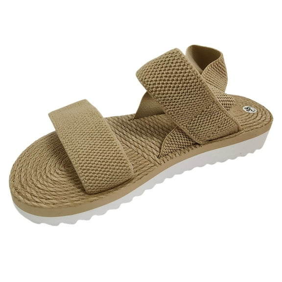 Mepaouo Women's Elastic Flat Sandals Open Toe Summer Fisherman Sandal Casual Walking Shoes Size 7.5