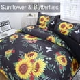 thumbnail image 3 of RYNGHIPY Black Floral Comforter Set Full Size Retro Yellow Sunflower Butterflies Leaves Bedding Set for Home Decor 100% Lightweight Breathable Microfiber Quilt Set (Black, Full), 3 of 7