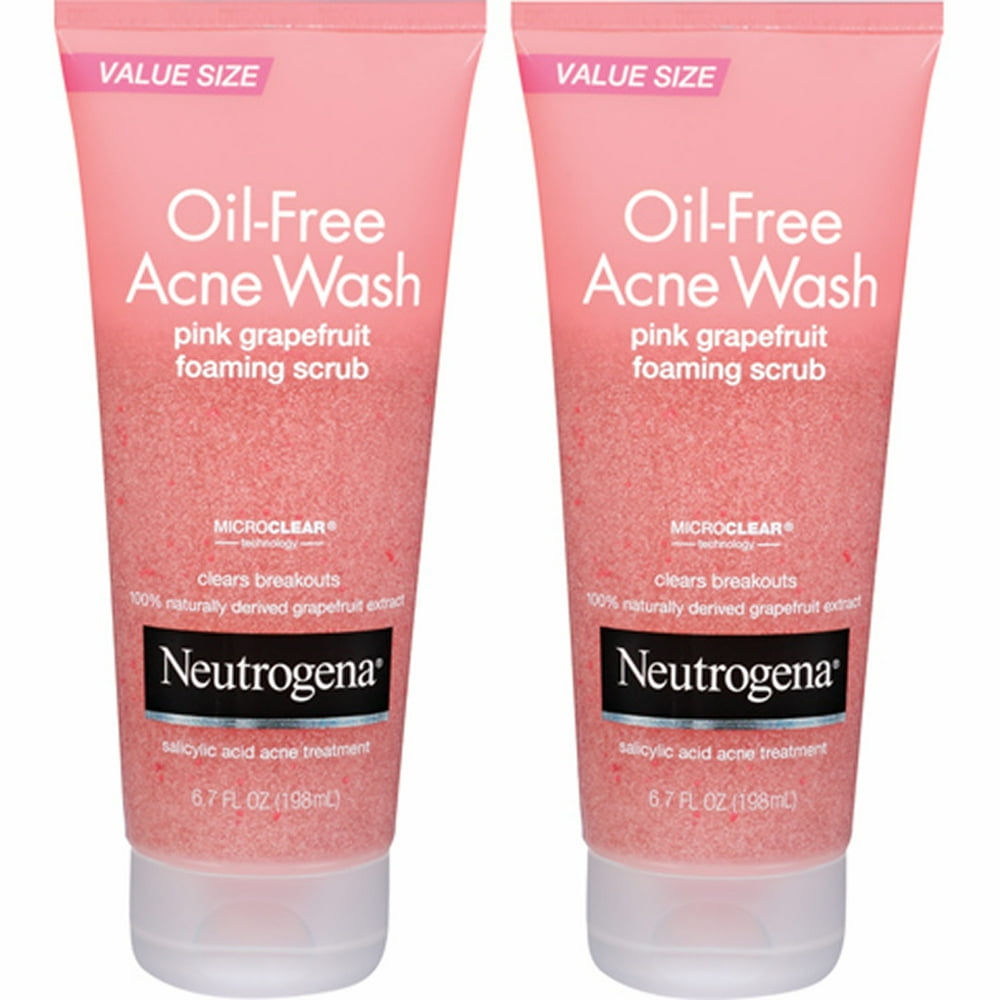 Neutrogena OilFree Acne Wash Pink Grapefruit Foaming Scrub, 2 pk./6.7