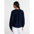thumbnail image 4 of Time and Tru Women's Lace Insert Popover Full Sleeve Top, Sizes XS - XXXL, 4 of 6