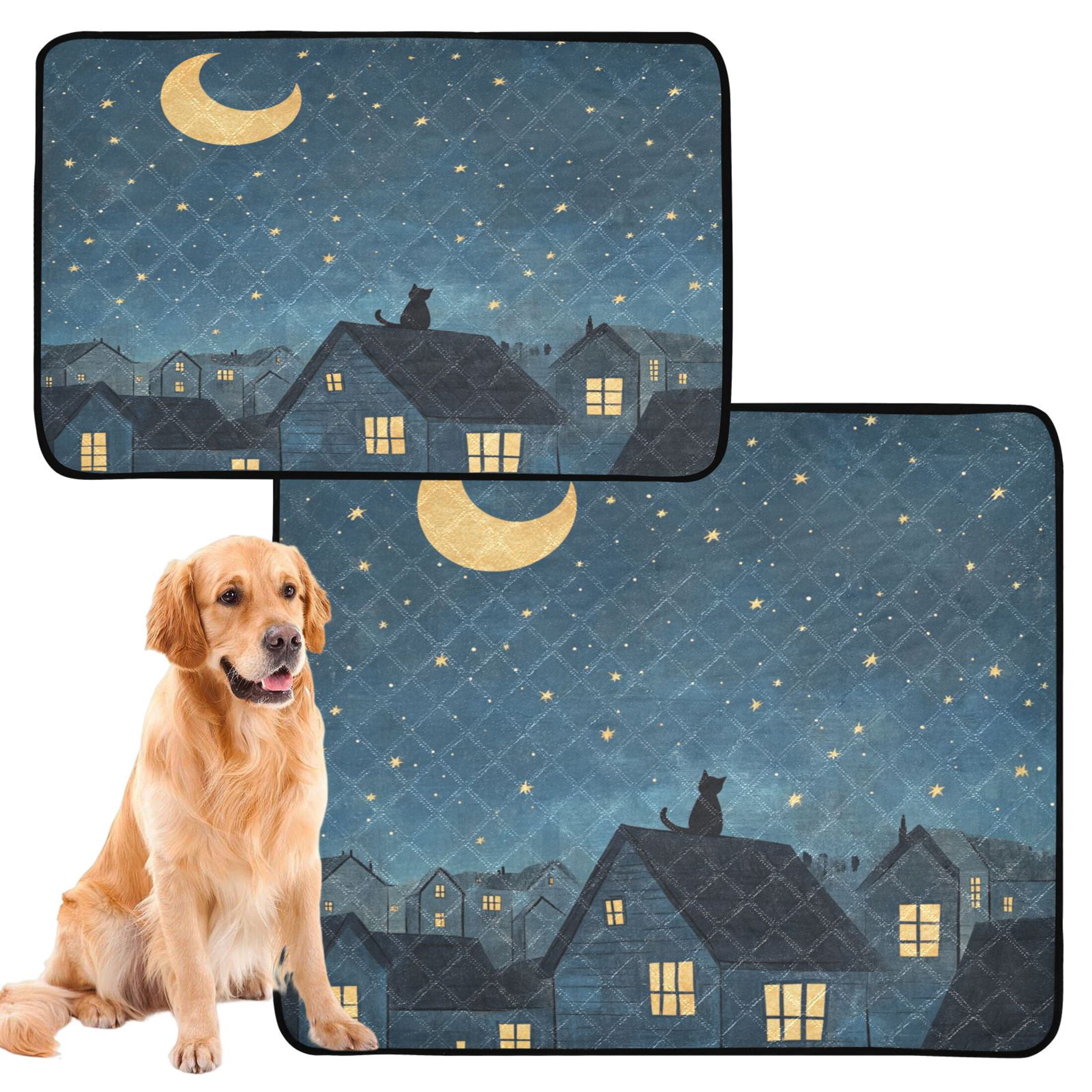 Qxltty Illustration Of Cat Sitting on Roof Cat litter Pads Pet Set of 3 Diaper Mats Center Anti-leakage Layer Absorbent Soft and Comfortable