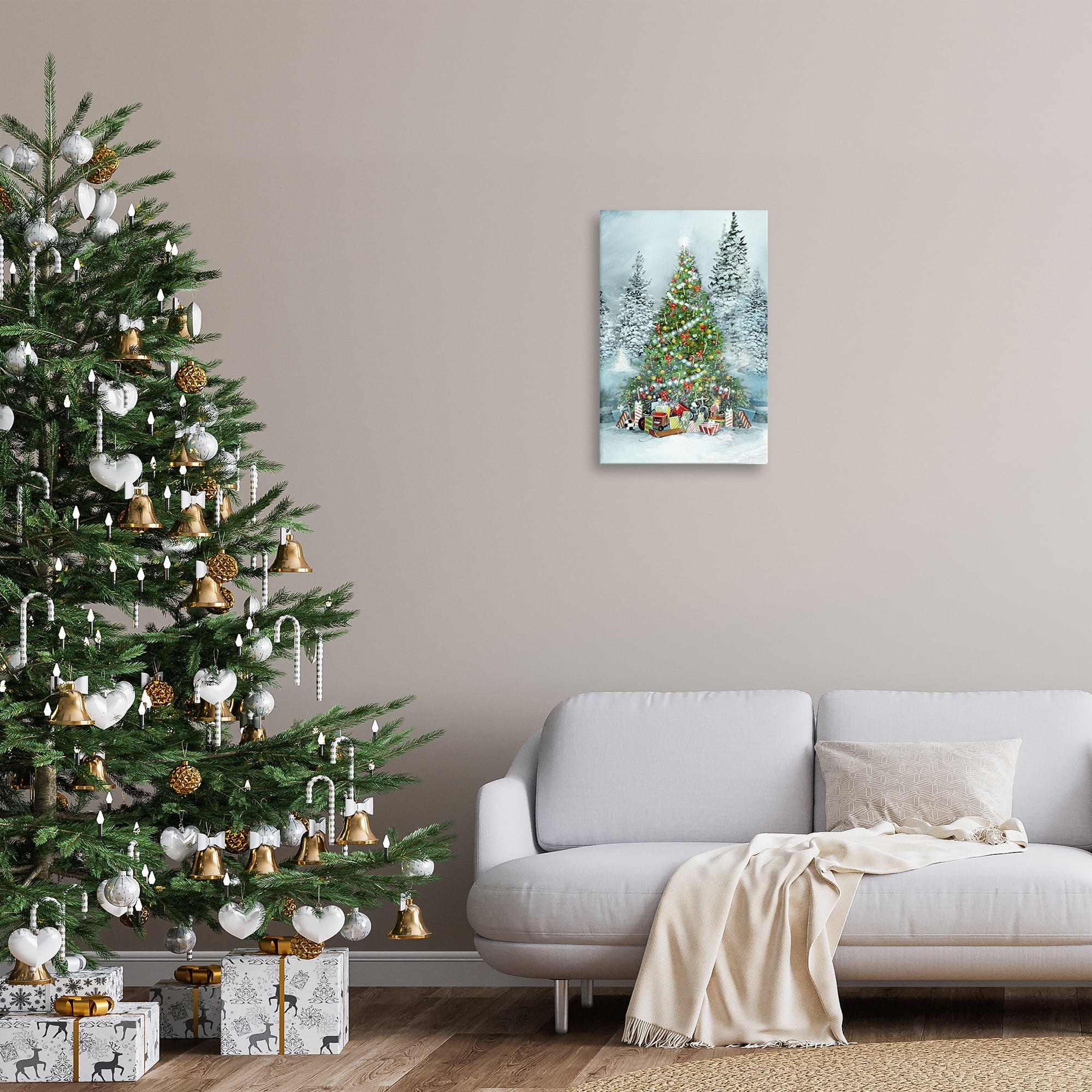 Stupell Industries Mistletoe Kisses Phrase Holiday Painting Gallery Wrapped Canvas Art Prints Wall Art, 16 x 24