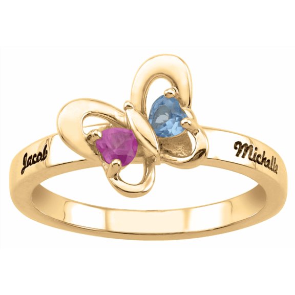 Personalized Butterfly Accent Birthstone Ring in Sterling Silver by Jewlster